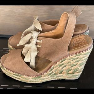 Tory Burch Linley Lace-up Espadrille Wedges